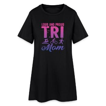 Triathlète Tri Mom bruyante et fière - Robe T-shirt Femme - noir - Devant
