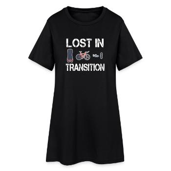 Triathlon triathlète perdu en transition - Robe T-shirt Femme - noir - Devant
