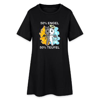 Katze Katzenrasse Devon Rex - Engel und Teufel - Frauen T-Shirt-Kleid - Schwarz - Vorne