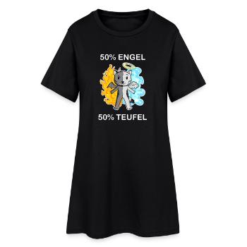 Katze Katzenrasse Devon Rex - Engel und Teufel - Frauen T-Shirt-Kleid - Schwarz - Vorne