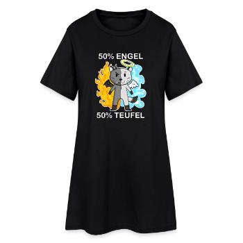 Katzenrasse American Bobtail - Engel und Teufel - Frauen T-Shirt-Kleid - Schwarz - Vorne