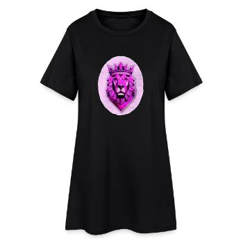 Lion géométrique à la couronne magenta - Robe T-shirt Femme - noir - Devant