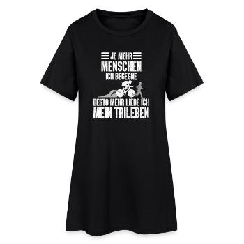 Je Mehr Menschen Ich Begegne Triathlon - Frauen T-Shirt-Kleid - Schwarz - Vorne