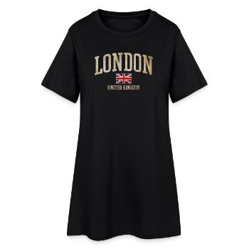 London Vintage Union Jack - Frauen T-Shirt-Kleid - Schwarz - Vorne