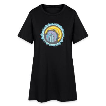 Motif abstrait de surfeur sur fond coloré - Robe T-shirt Femme - noir - Devant