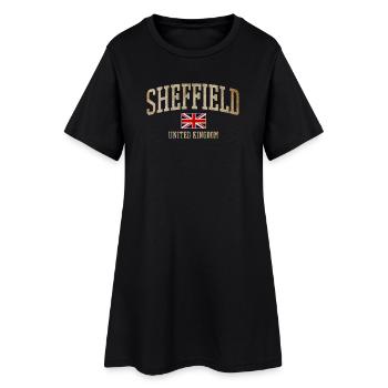 Sheffield Vintage UK Emblem - Frauen T-Shirt-Kleid - Schwarz - Vorne