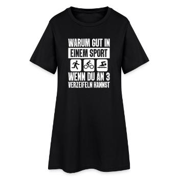 Warum Gut In Einem Sport Triathlon - Frauen T-Shirt-Kleid - Schwarz - Vorne