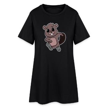 Biber Nagetier Tier Liebe - Frauen T-Shirt-Kleid - Schwarz - Vorne