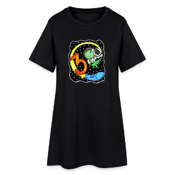 Jeune astronaute dinosaure de 3 ans - Robe T-shirt Femme - noir - Devant