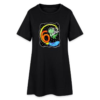 Jeune astronaute dinosaure de 6 ans - Robe T-shirt Femme - noir - Devant