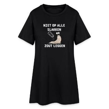 Niet op alle slakken zout leggen spreekwoord - Frauen T-Shirt-Kleid - Schwarz - Vorne