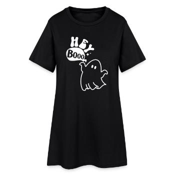 Halloween ghost knows Hey Booo - Women’s T-Shirt Dress - black - Front
