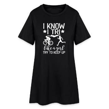 Je sais que j’aime un triathlon de fille - Robe T-shirt Femme - noir - Devant