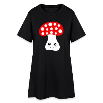 Kawaii, mushroom, toadstool - Women’s T-Shirt Dress - black - Front