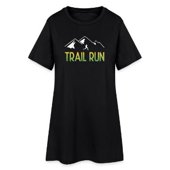 Trailrun - Frauen T-Shirt-Kleid - Schwarz - Vorne