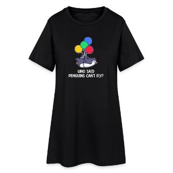 Penguin Bird Déclaration Animal Balloon humoristique - Robe T-shirt Femme - noir - Devant