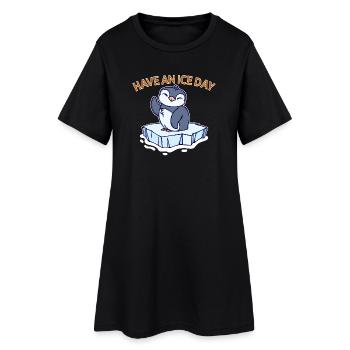 Antarctique Ice Cold Penguin Déclaration Oiseau de mer - Robe T-shirt Femme - noir - Devant