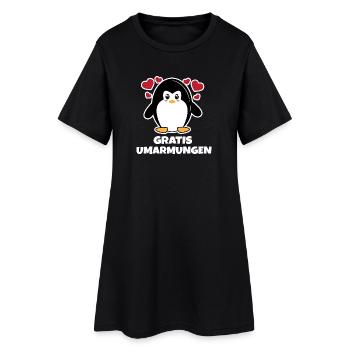 Vogel Süß Pinguin Herz Südpol Tier Seevogel - Frauen T-Shirt-Kleid - Schwarz - Vorne