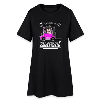 Staplerfahrerin Gabelstapler Lager Logistik Damen - Frauen T-Shirt-Kleid - Schwarz - Vorne