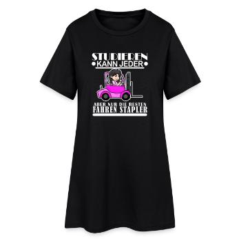 Staplerfahrerin Gabelstapler Lager Logistik Damen - Frauen T-Shirt-Kleid - Schwarz - Vorne