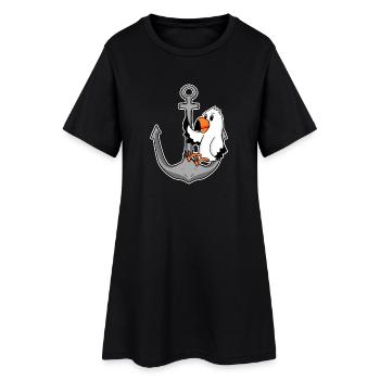 Anchor and seagull - Women’s T-Shirt Dress - black - Front