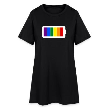 Regenbogenfarben Batterie Loading - Gay Pride - Frauen T-Shirt-Kleid - Schwarz - Vorne