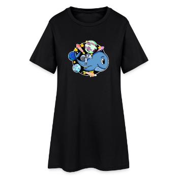 Astronaute dans l’espace avec une baleine - Robe T-shirt Femme - noir - Devant