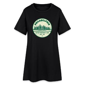 Philadelphia Skyline Vintage Abzeichen - Frauen T-Shirt-Kleid - Schwarz - Vorne