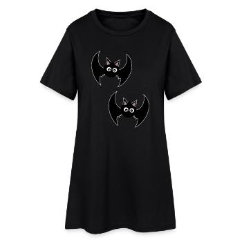 Halloween T-shirt Bat Spooky Cute Shirt - Women’s T-Shirt Dress - black - Front