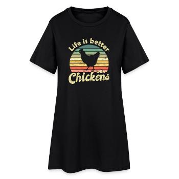 Chicken Chickens - Women’s T-Shirt Dress - black - Front