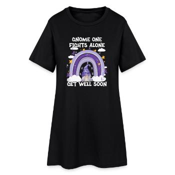 Gnome One Fights Alone Hodgkin Lymphoma - Women’s T-Shirt Dress - black - Front