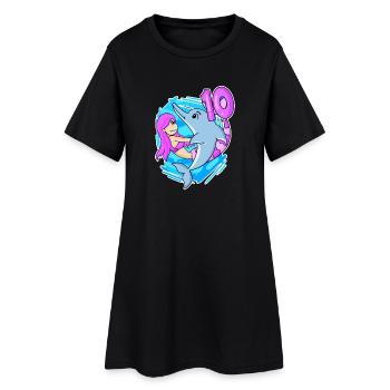 10ème anniversaire fille 10 ans sirène - Robe T-shirt Femme - noir - Devant