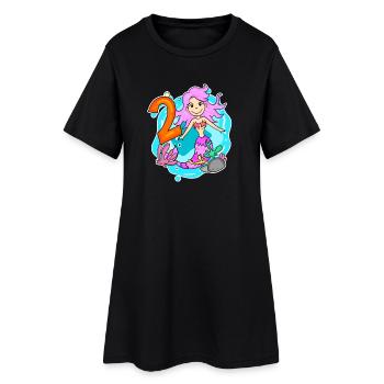 Fille de 2 ans sirène de 2ème anniversaire - Robe T-shirt Femme - noir - Devant