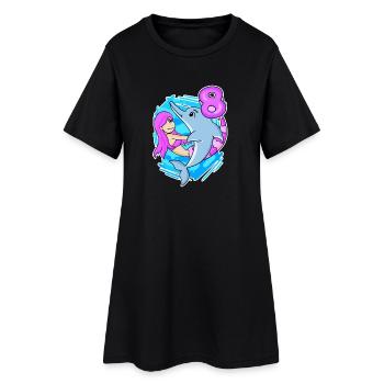 8ème anniversaire Fille de 8 ans Sirène - Robe T-shirt Femme - noir - Devant