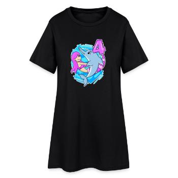4ème anniversaire Fille 4 ans Sirène - Robe T-shirt Femme - noir - Devant