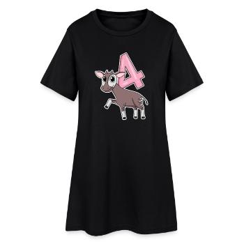 Mädchen 4 Jahre alt Okapi 4. Geburtstag Geschenk - Frauen T-Shirt-Kleid - Schwarz - Vorne