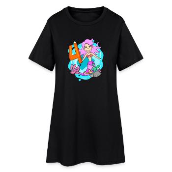 Fille de 4 ans sirène de 4ème anniversaire - Robe T-shirt Femme - noir - Devant