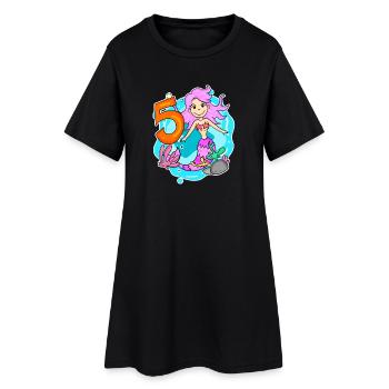 Fille de 5 ans sirène de 5ème anniversaire - Robe T-shirt Femme - noir - Devant