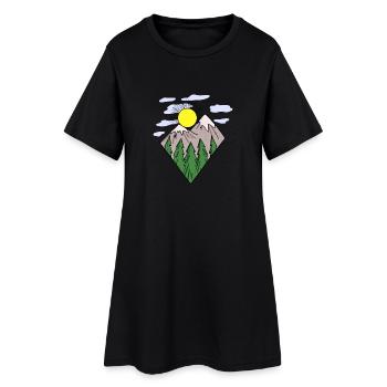 Montagnes Montagnes Sommets de montagne - Robe T-shirt Femme - noir - Devant