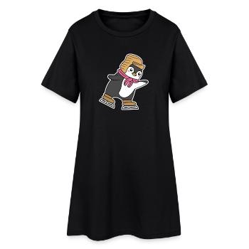 Mignon Animal Pingouin Seabird Antarctique Patinage sur glace Glace - Robe T-shirt Femme - noir - Devant