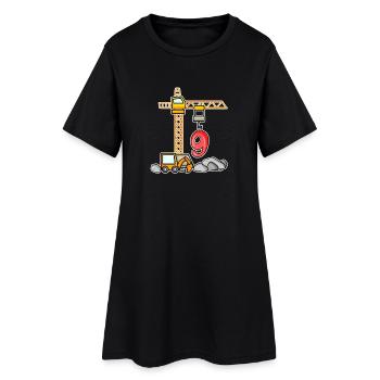 9ème anniversaire 9 ans grue chantier excavatrice garçon - Robe T-shirt Femme - noir - Devant