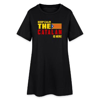 Keep Calm Katalonien Flaggen Design - Frauen T-Shirt-Kleid - Schwarz - Vorne