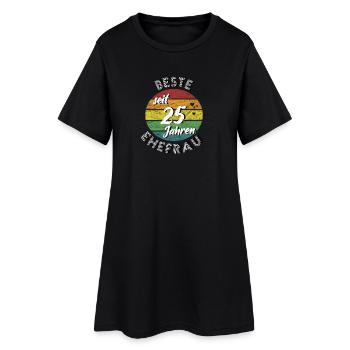 beste Ehefrau seit 25 Jahren Silberhochzeit retro - Frauen T-Shirt-Kleid - Schwarz - Vorne