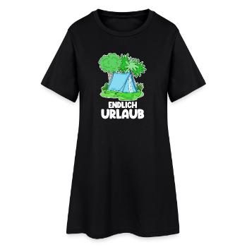 Urlaub Zelt Telten - Frauen T-Shirt-Kleid - Schwarz - Vorne