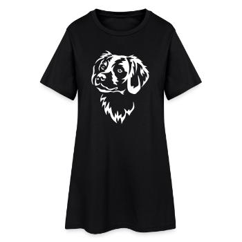 Epagneul Breton Kopf "Black Edition" - Frauen T-Shirt-Kleid - Schwarz - Vorne