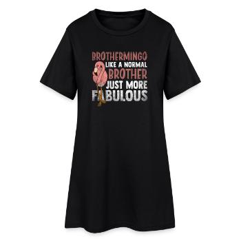 Brothermingo Normaler Bruder Flamingo - Frauen T-Shirt-Kleid - Schwarz - Vorne