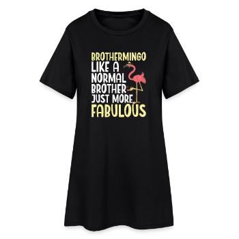 Brothermingo Normaler Bruder Flamingo - Frauen T-Shirt-Kleid - Schwarz - Vorne