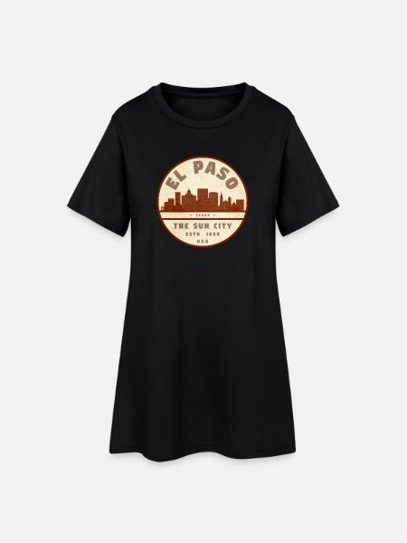 El Paso Skyline Vintage Seal - Frauen T-Shirt-Kleid - Schwarz