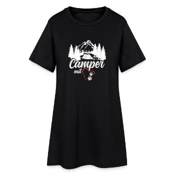 Camper with heart and paws dog camping - Women’s T-Shirt Dress - black - Front