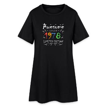 1978 - Frauen T-Shirt-Kleid - Schwarz - Vorne